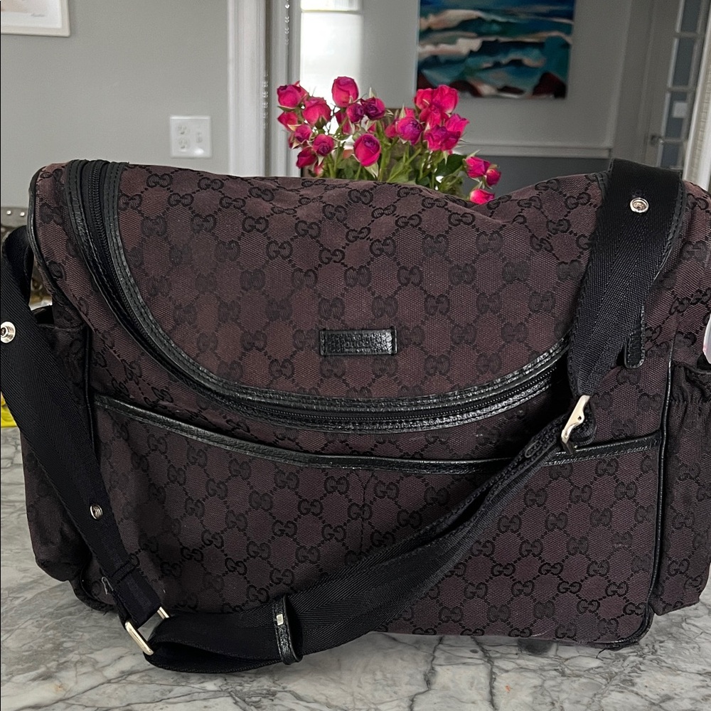 Gucci Dark Brown GG Pattern Messenger Baby Bag